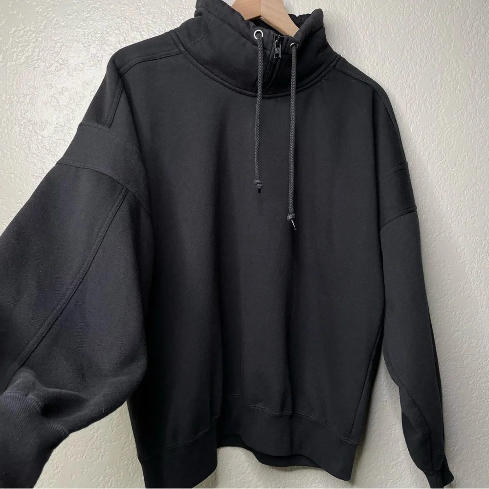 Vintage Men's Black Sweater Quarter Collar Zip Up